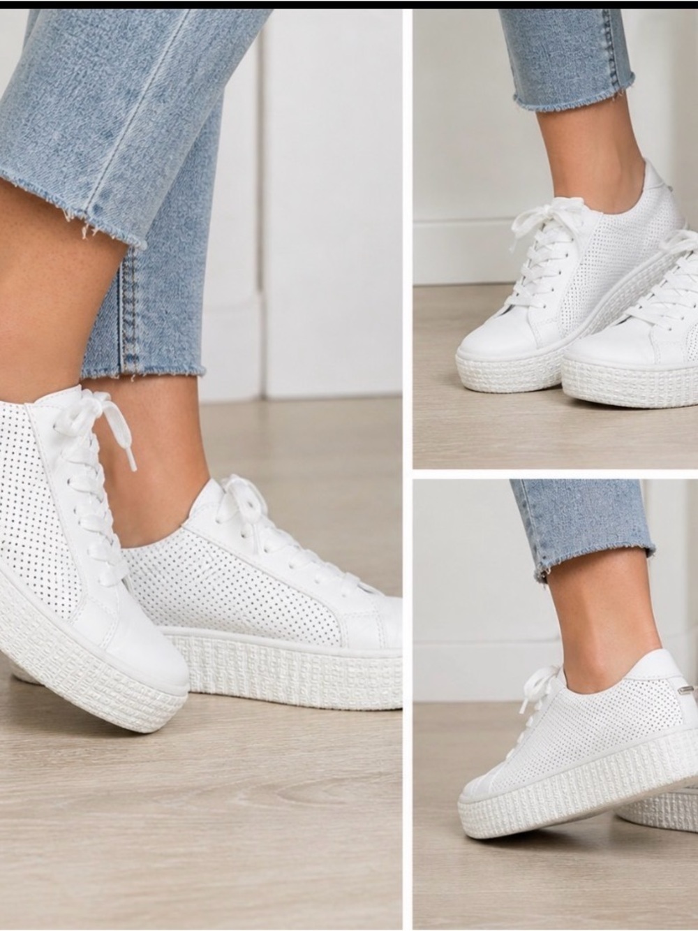 Steve Madden White Perforated Lace-Up Platform Sneaker chunky dad shoe's SZ 6.5